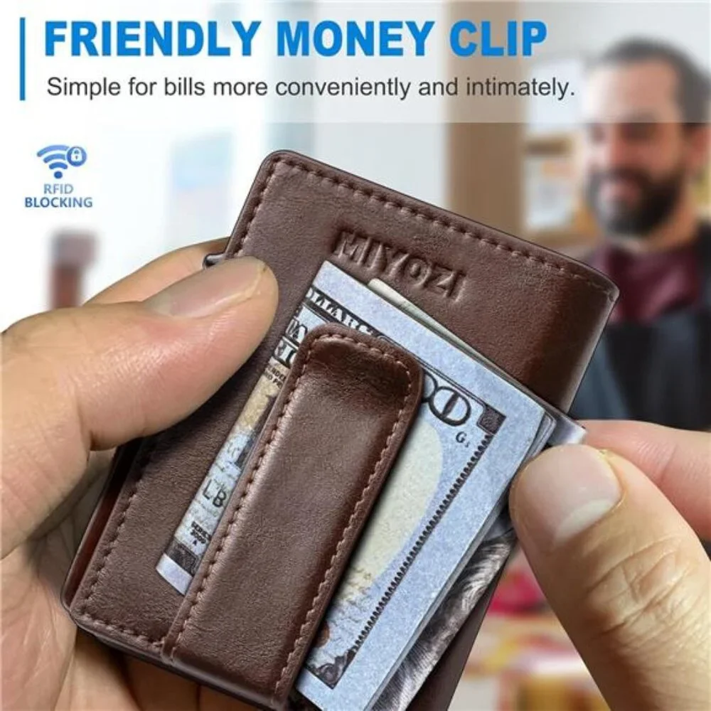 Men Wallet,with Money Clip Coins Pocket ID Window,Slim Front Pocket RFID